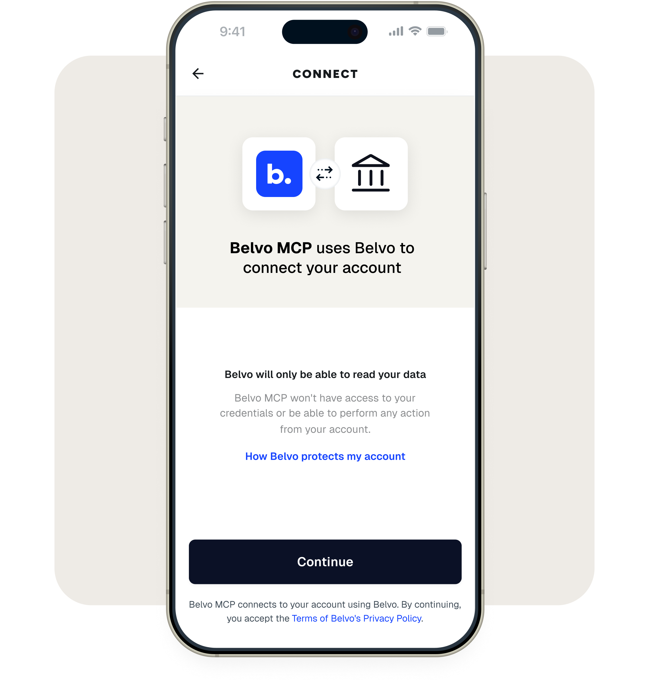 Belvo connect flow — step 1
